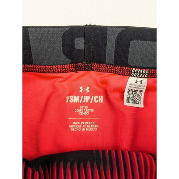 Under Armour Red/Black Splotch Capri Football Leggings - Youth Small - Picture 3 of 4